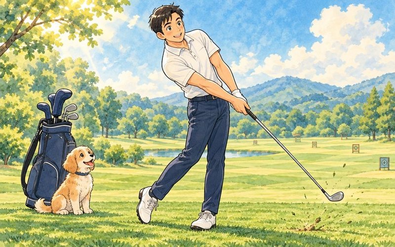 아이언 스윙 골반 회전 비결, 왼 무릎 펴기로 5타 줄이기 일러스트