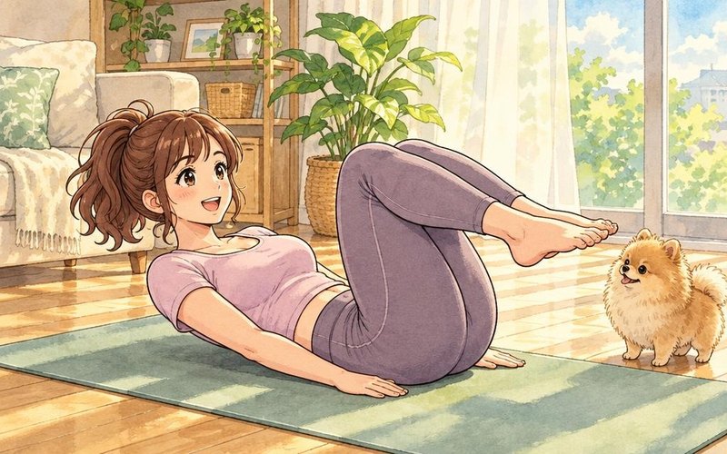 누워서 뱃살 빼는 운동 4가지 루틴으로 아랫배 고민 해결하기 일러스트